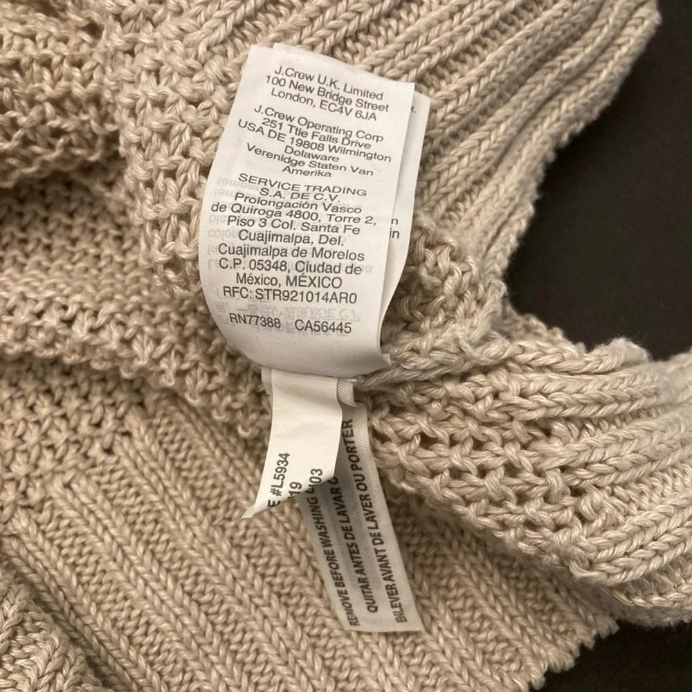 J Crew 100% Linen Sweater Womens XS Beige Open Knit Crew Neck‎ Pullover
